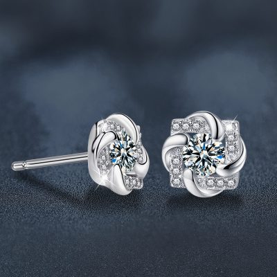 Bông Tai Bạc Nữ Nam đính Kim Cương Moissanite Zariah LILI 166754 2