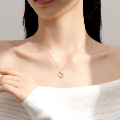 Dây Chuyền Bạc Nữ đính đá CZ Cỏ 4 Lá Laura LILI 166574 2