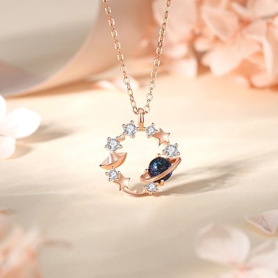 Dây Chuyền Bạc Nữ đính đá CZ Ngân Hà Navy LILI 166556 1