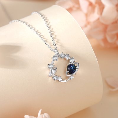 Dây Chuyền Bạc Nữ đính đá CZ Ngân Hà Navy LILI 166556 2