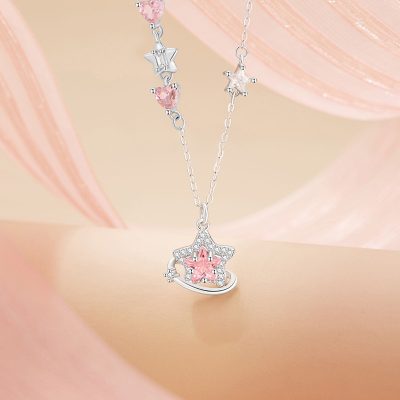 Dây Chuyền Bạc Nữ đính đá CZ Ngôi Sao Tình Yêu Aisha LILI 166659 2