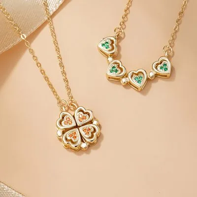 Dây Chuyền Bạc Nữ đính đá CZ Trái Tim Cỏ 4 Lá Emory LILI 166584 1