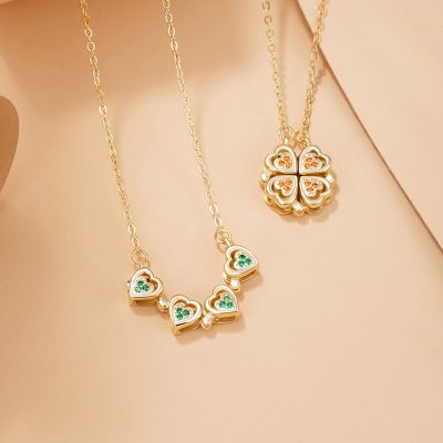 Dây Chuyền Bạc Nữ đính đá CZ Trái Tim Cỏ 4 Lá Emory LILI 166584 3