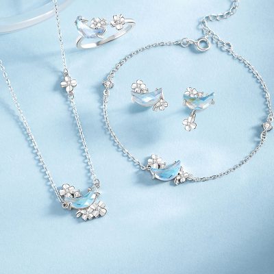 Dây Chuyền Bạc Nữ đính đá CZ Trăng Và Hoa Lilliana LILI 166650 1