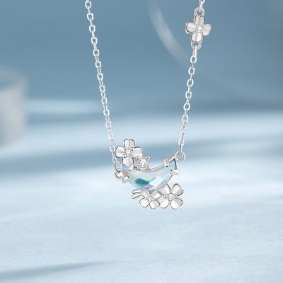 Dây Chuyền Bạc Nữ đính đá CZ Trăng Và Hoa Lilliana LILI 166650 3