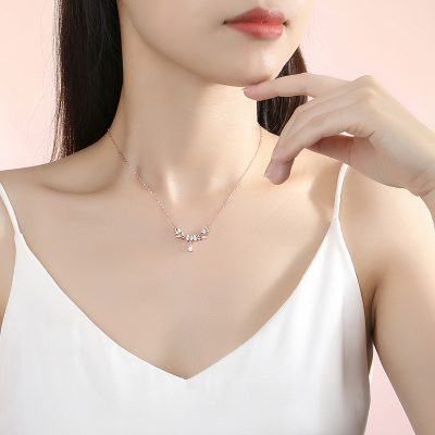 Dây Chuyền Bạc Nữ đính đá CZ Vòng Nguyệt Quế Viviana LILI 166467 4