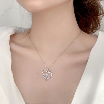 Dây Chuyền Bạc Nữ đính Kim Cương Moissanite Hình Trái Tim Paige LILI 166452 3