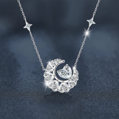Dây Chuyền Bạc Nữ đính Kim Cương Moissanite Trăng Tình Yêu Malani LILI 166443 1