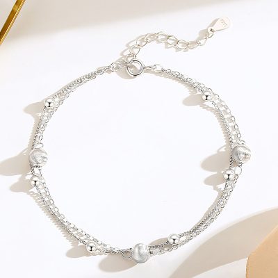 Lắc Tay Bạc Nữ 2 Tầng Hạt Tròn Bi Tròn Noelle LILI 166060 2