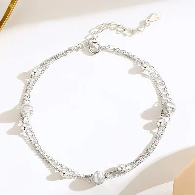 Lắc Tay Bạc Nữ 2 Tầng Hạt Tròn Bi Tròn Noelle LILI 166060 2