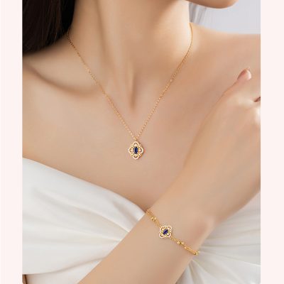 Lắc Tay Bạc Nữ đính đá CZ Cỏ 4 Lá May Mắn Leia LILI 166119 5