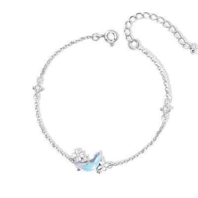 Lắc Tay Bạc Nữ đính đá CZ Trăng Và Hoa Lia LILI 166096 4