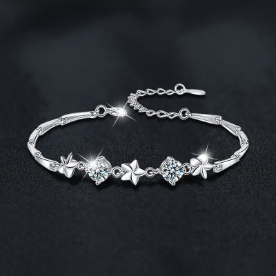 Lắc Tay Bạc Nữ đính Kim Cương Moissanite Hoa May Mắn Hallie LILI 166027 2