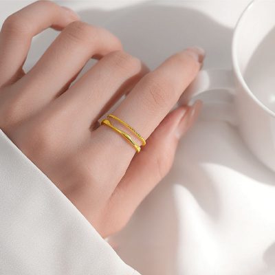 Nhẫn Bạc Nữ Dạng Trơn 2 Tầng Xoắn Elaina LILI 166293 1