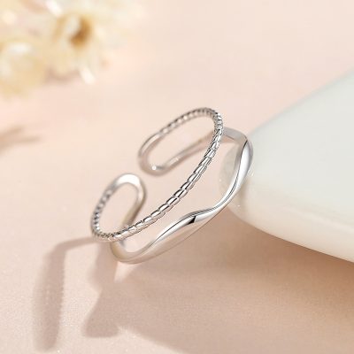 Nhẫn Bạc Nữ Dạng Trơn 2 Tầng Xoắn Elaina LILI 166293 4