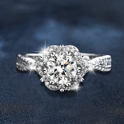 Nhẫn Bạc Nữ đính Kim Cương Moissanite Hoa Anh đào Talia LILI 166228 2