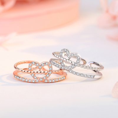 Nhẫn Bạc Nữ đinh Mạ Vàng đính đá CZ Hình Trái Tim Jordyn LILI 166248 1