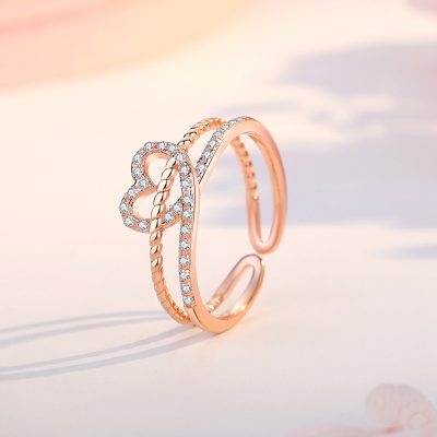 Nhẫn Bạc Nữ đinh Mạ Vàng đính đá CZ Hình Trái Tim Jordyn LILI 166248 2