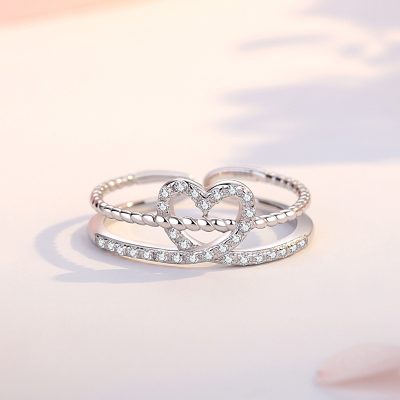 Nhẫn Bạc Nữ đinh Mạ Vàng đính đá CZ Hình Trái Tim Jordyn LILI 166248 3