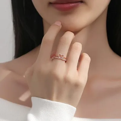 Nhẫn Bạc Nữ đinh Mạ Vàng đính đá CZ Hình Trái Tim Jordyn LILI 166248 4