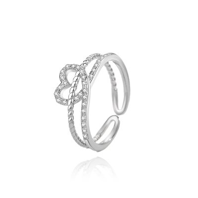 Nhẫn Bạc Nữ đinh Mạ Vàng đính đá CZ Hình Trái Tim Jordyn LILI 166248 5