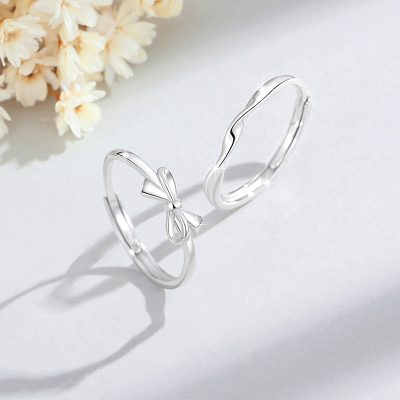 Nhẫn đôi Bạc Hình Chiếc Nơ Tình Yêu Giselle LILI 166389 1