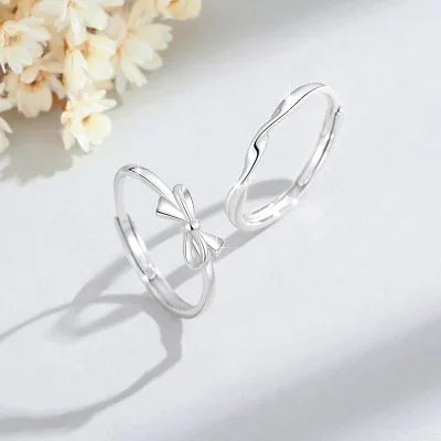 Nhẫn đôi Bạc Hình Chiếc Nơ Tình Yêu Giselle LILI 166389 1
