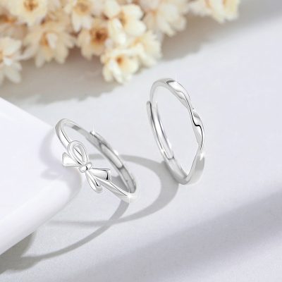 Nhẫn đôi Bạc Hình Chiếc Nơ Tình Yêu Giselle LILI 166389 2