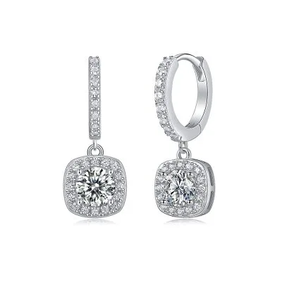 Bông Tai Bạc Nữ đính Kim Cương Moissanite Tròn Willow LILI 168165 1