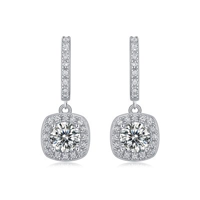 Bông Tai Bạc Nữ đính Kim Cương Moissanite Tròn Willow LILI 168165 2
