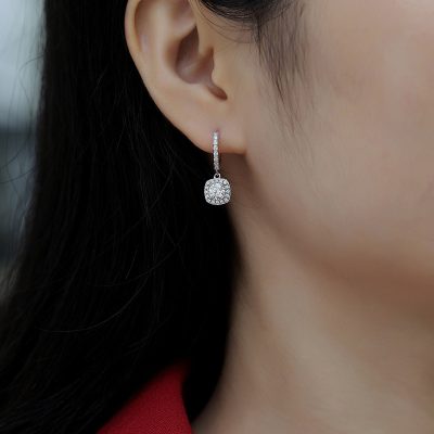 Bông Tai Bạc Nữ đính Kim Cương Moissanite Tròn Willow LILI 168165 3