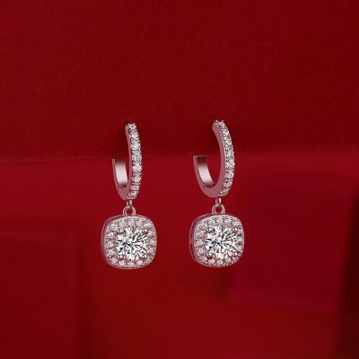 Bông Tai Bạc Nữ đính Kim Cương Moissanite Tròn Willow LILI 168165 4