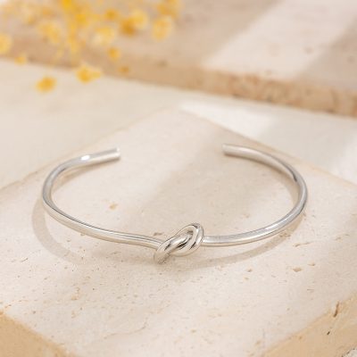 Vòng Tay Bạc đặc Nữ Dạng Kiềng Trơn đơn Giản Issac LILI 371315 10