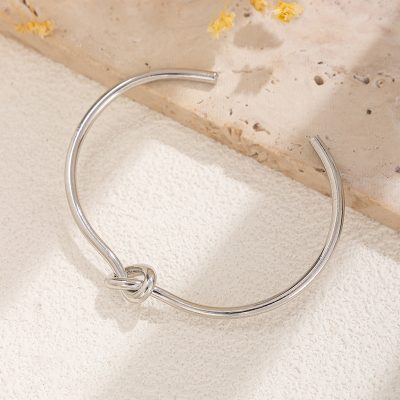 Vòng Tay Bạc đặc Nữ Dạng Kiềng Trơn đơn Giản Issac LILI 371315 11