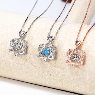 Dây Chuyền Bạc Nữ đính đá Nhảy CZ Trái Tim Forever LILI 170341 1