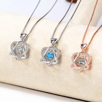 Dây Chuyền Bạc Nữ đính đá Nhảy CZ Trái Tim Forever LILI 170341 1