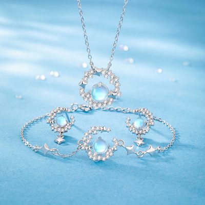 Bông Tai Bạc Nữ đính đá CZ Bầu Trời Sao Bonnie LILI 173128 2