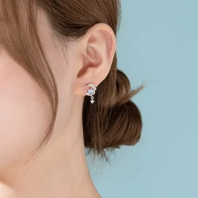Bông Tai Bạc Nữ đính đá CZ Bầu Trời Sao Bonnie LILI 173128 3