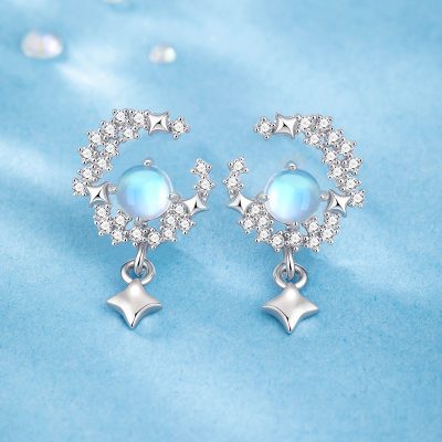 Bông Tai Bạc Nữ đính đá CZ Bầu Trời Sao Bonnie LILI 173128 5
