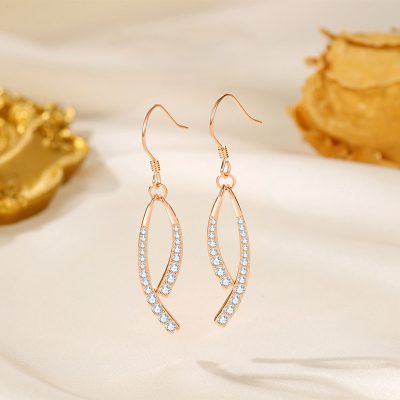 Bông Tai Bạc Nữ đính đá CZ đuôi Cá Kiểu Pháp Amy LILI 173187 1