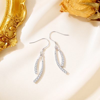 Bông Tai Bạc Nữ đính đá CZ đuôi Cá Kiểu Pháp Amy LILI 173187 2