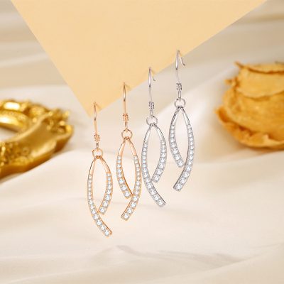 Bông Tai Bạc Nữ đính đá CZ đuôi Cá Kiểu Pháp Amy LILI 173187 3