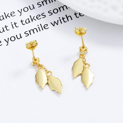 Bông Tai Bạc Nữ đính đá CZ Hình Chiếc Lá Milani LILI 173381 4