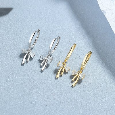 Bông Tai Bạc Nữ đính đá CZ Hình Chiếc Nơ Heaven LILI 173440 1