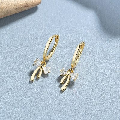 Bông Tai Bạc Nữ đính đá CZ Hình Chiếc Nơ Heaven LILI 173440 2