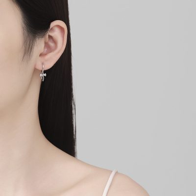 Bông Tai Bạc Nữ đính đá CZ Hình Chiếc Nơ Heaven LILI 173440 3