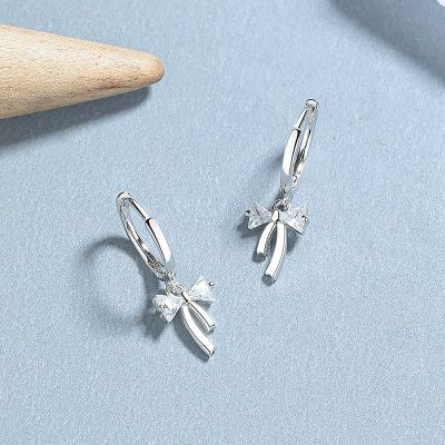 Bông Tai Bạc Nữ đính đá CZ Hình Chiếc Nơ Heaven LILI 173440 5