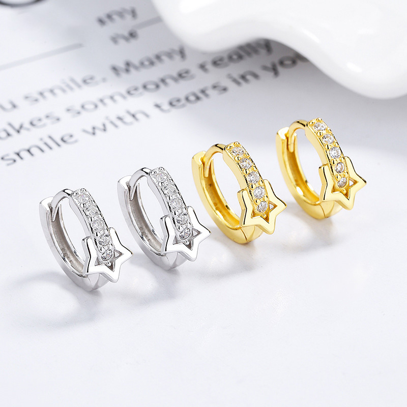 Bông Tai Bạc Nữ đính đá CZ Hình Ngôi Sao Shiloh LILI 173362 1