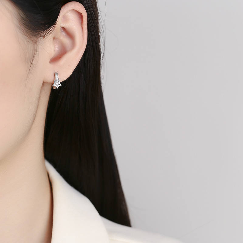 Bông Tai Bạc Nữ đính đá CZ Hình Ngôi Sao Shiloh LILI 173362 3