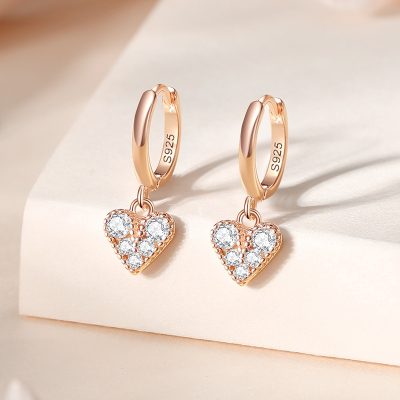 Bông Tai Bạc Nữ đính đá CZ Hình Trái Tim Cataleya LILI 173215 1